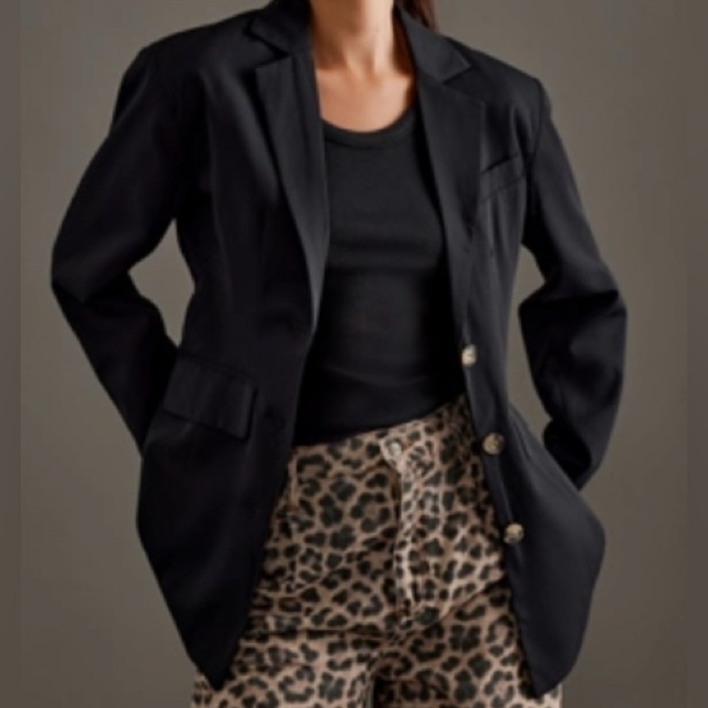 Anthropologie Blazer Fitted Button Down Black Jacket Business Casual Size 8 New - Picture 14 of 14